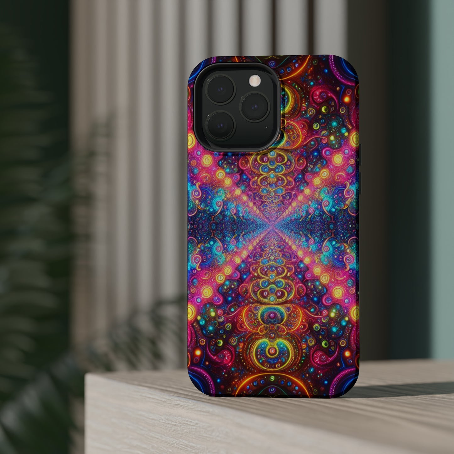Neon Infinity Oasis Neon Trippy Infinity Patterns Premium Art Magsafe Magnet Tough IPhone 13 14 15 Pro Plus Max and Mini in Matte and Glossy Phone cases
