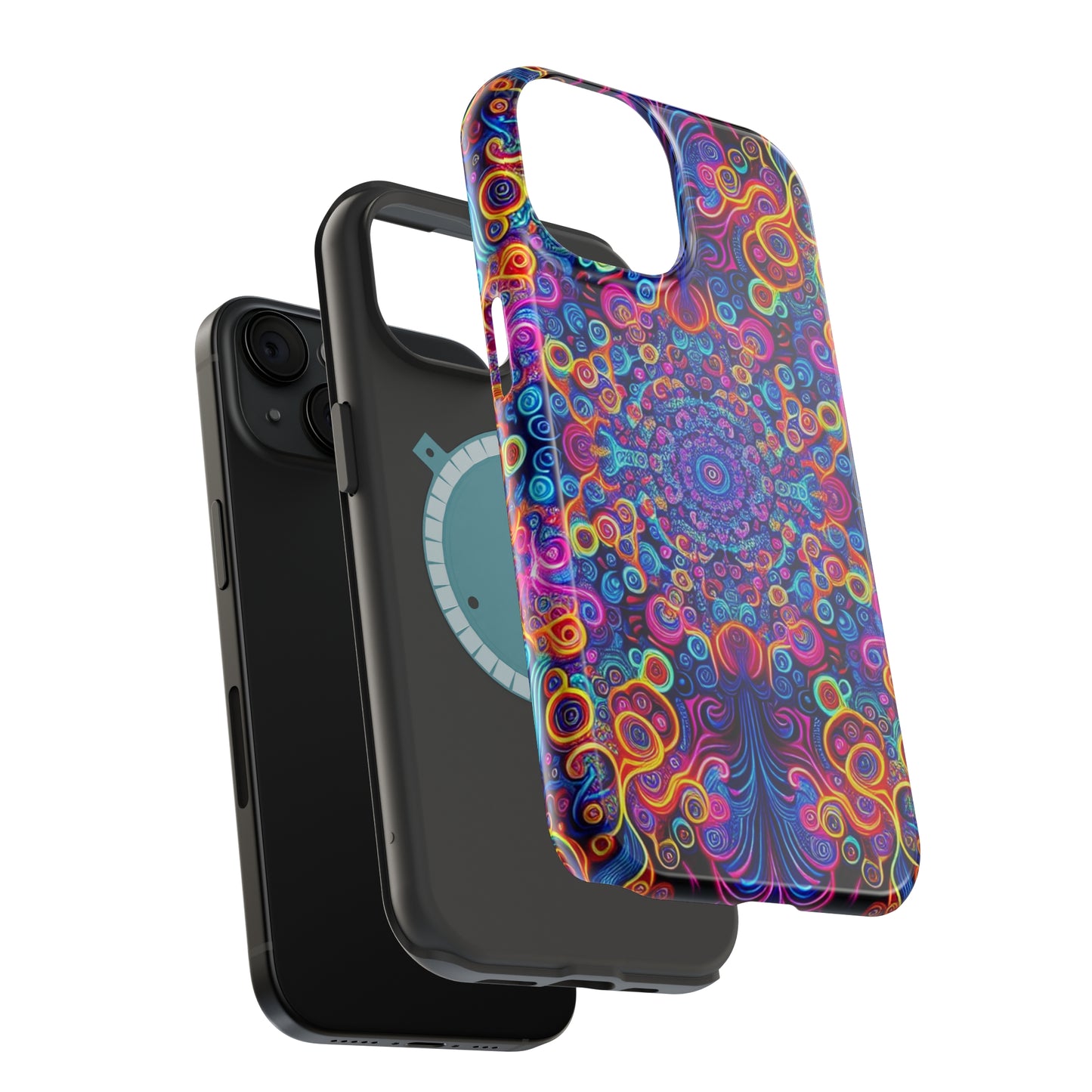 Vibrant Infinity Aurora. Neon Trippy Infinity Patterns Premium Art Magsafe Magnet Tough IPhone 13 14 15 Pro Plus Max and Mini in Matte and Glossy Phone cases