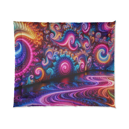 Neon Infinity Extravaganza. Trippy Infinity Patterns Comforter Blanket
