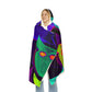 "Neon Nocturnal Orchestra" - NEON Owls Art Hooded Snuggle Blanket
