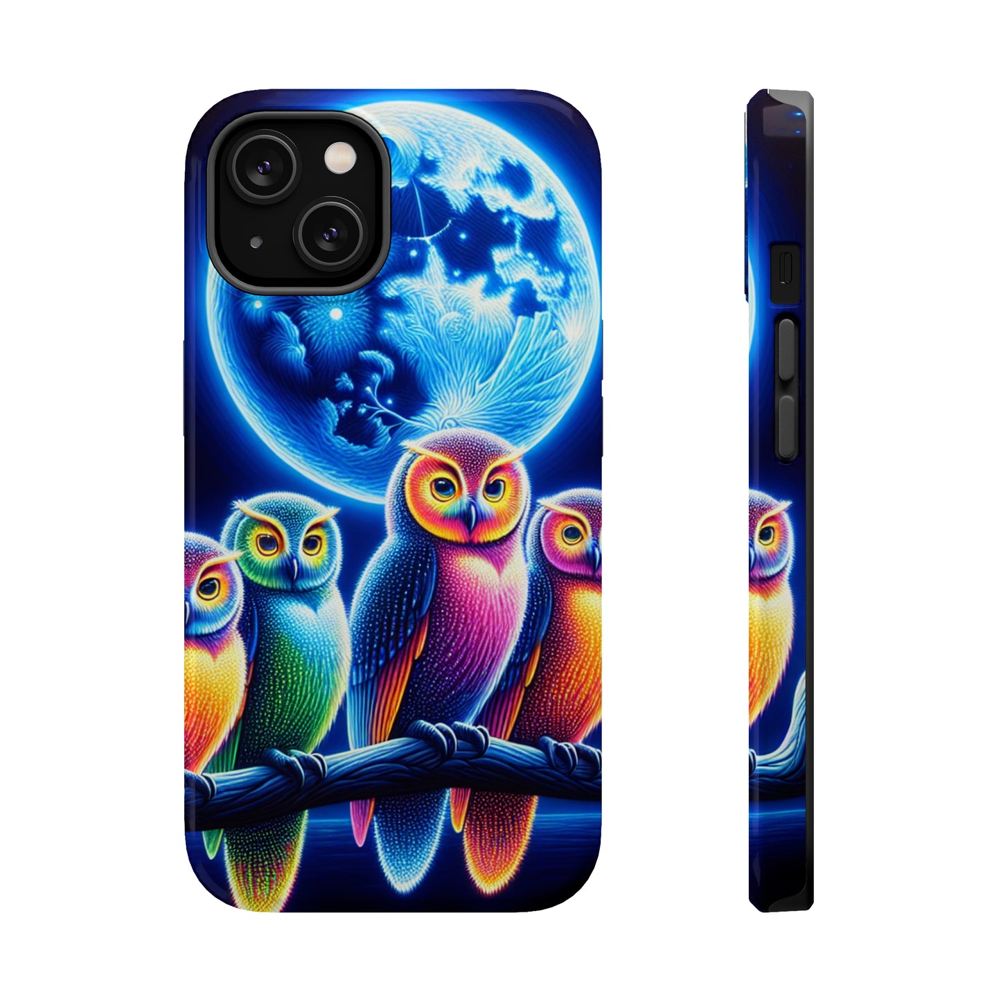 Neon Nocturnal Orbitals. Neon Owls Premium Art Magsafe Magnet Tough IPhone 13 14 15 Pro Plus Max and Mini in Matte and Glossy Phone cases