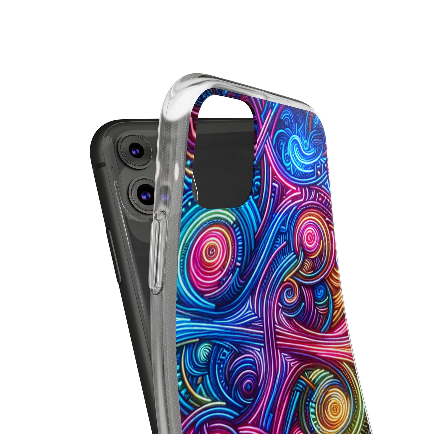 Vibrant Trippy Neon Infinity Ripples. Infinity Patterns Art Polycarbonate Phone Case Samsung Galaxy s21 s22 Google Pixel 6 Iphone 11 12 13 14 Pro Max Mini Plus