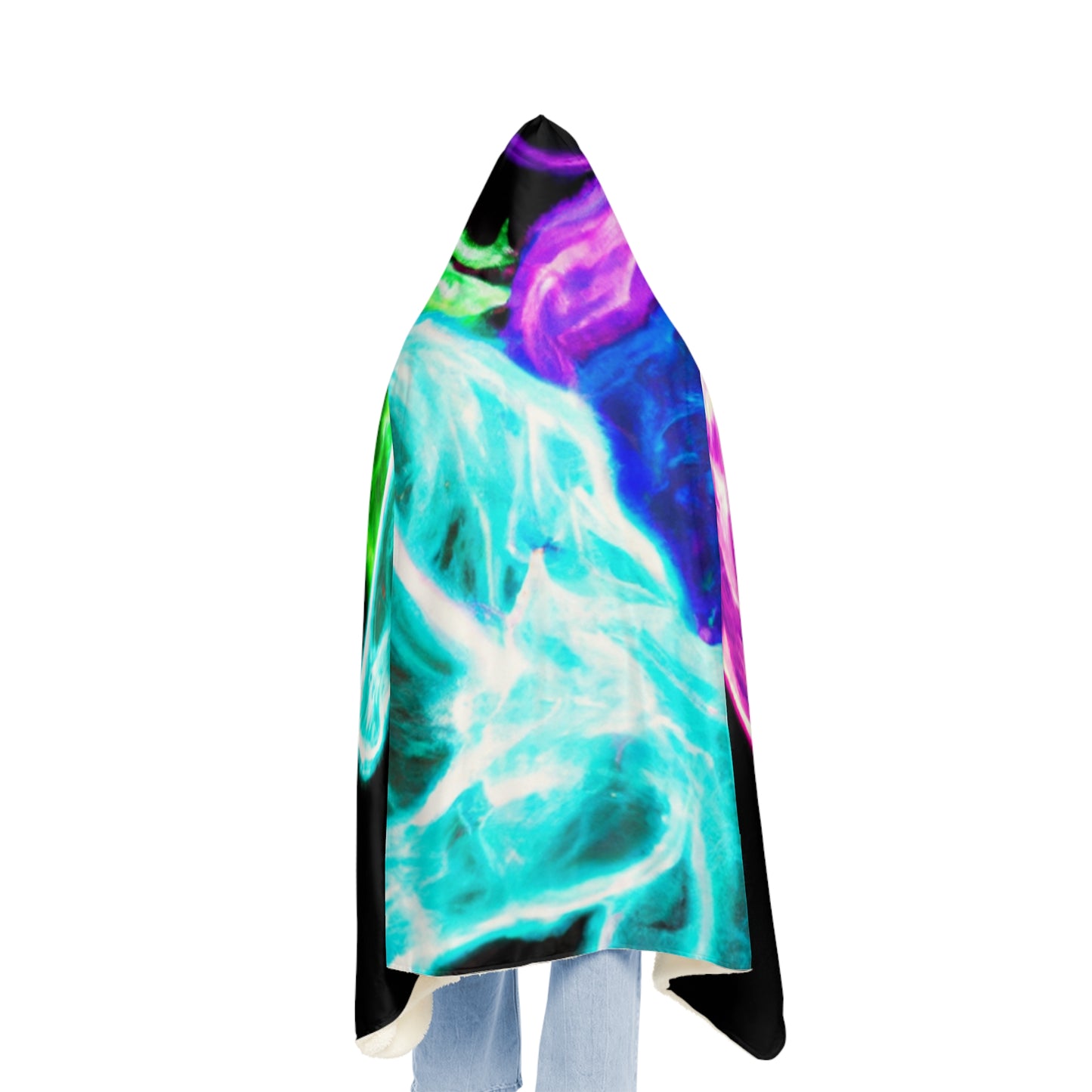 "Neon Magic of Unicorns" - NEON Unicorns Art Hooded Snuggle Blanket