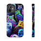 'Flock of Electric Flamses' NEON Owls Tough Phone Case