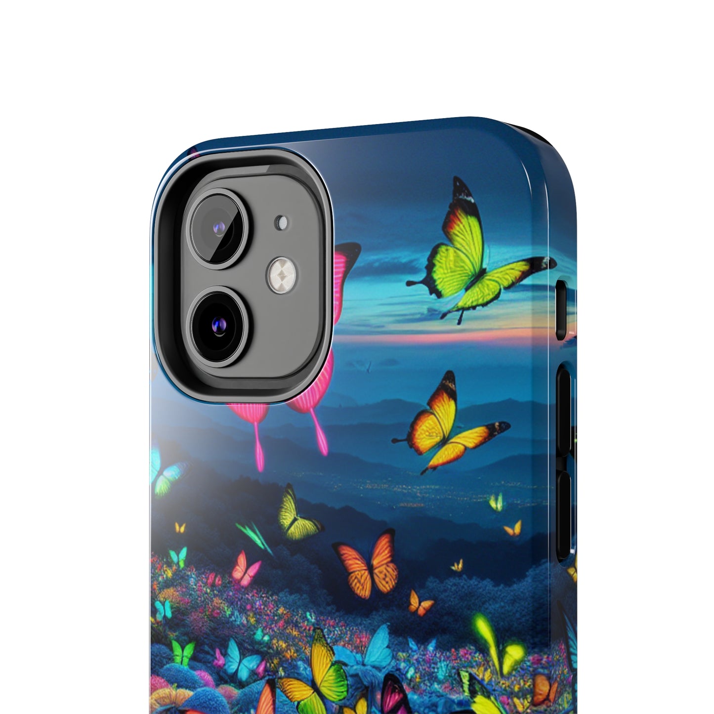 "Neon Flight Spectacle" NEON Butterflies Tough Phone Case Iphone 6 7 8 9 10 11 12 13 14 SE X XR XS Pro Max Mini Plus