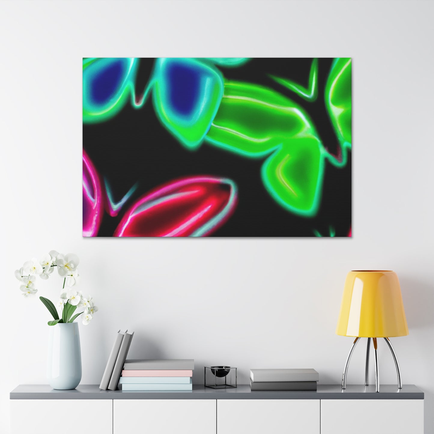 Neon Butterflies Cascade. Neon Butterflies  Art Canvas
