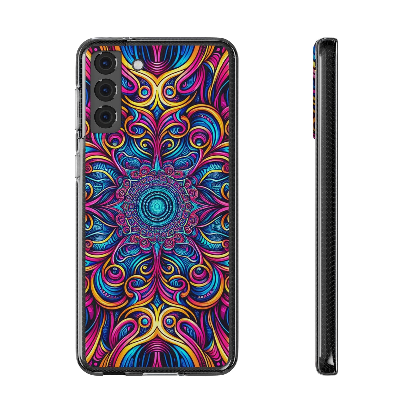 "Fantasia of Fluorescence" Infinity Patterns Art Polycarbonate Phone Case Samsung Galaxy s21 s22 Google Pixel 6 Iphone 11 12 13 14 Pro Max Mini Plus