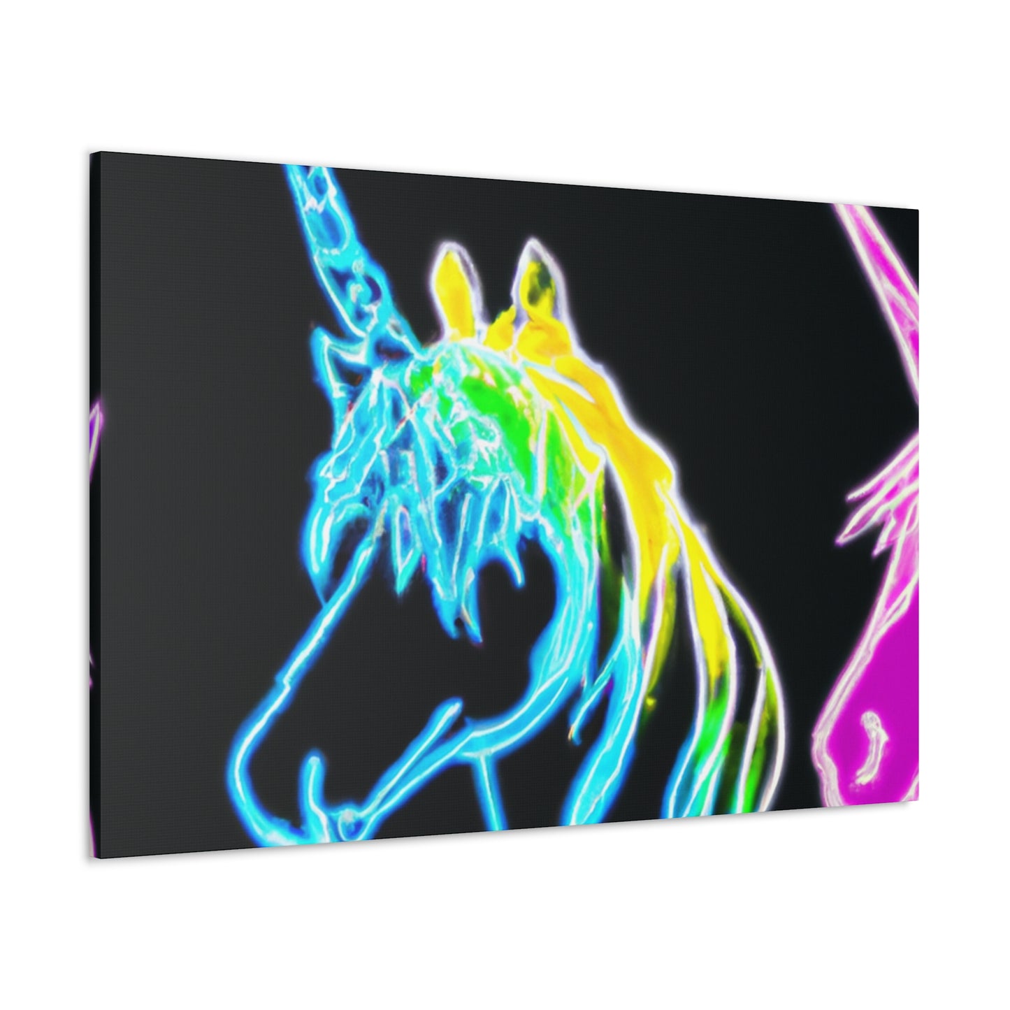 "The Glowing Rainbow Herd" NEON Unicorns Art Canvas