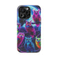 "Neon Splash of Owls" Neon Owls Premium Art Magsafe Magnet Tough IPhone 13 14 15 Pro Plus Max and Mini in Matte and Glossy Phone cases