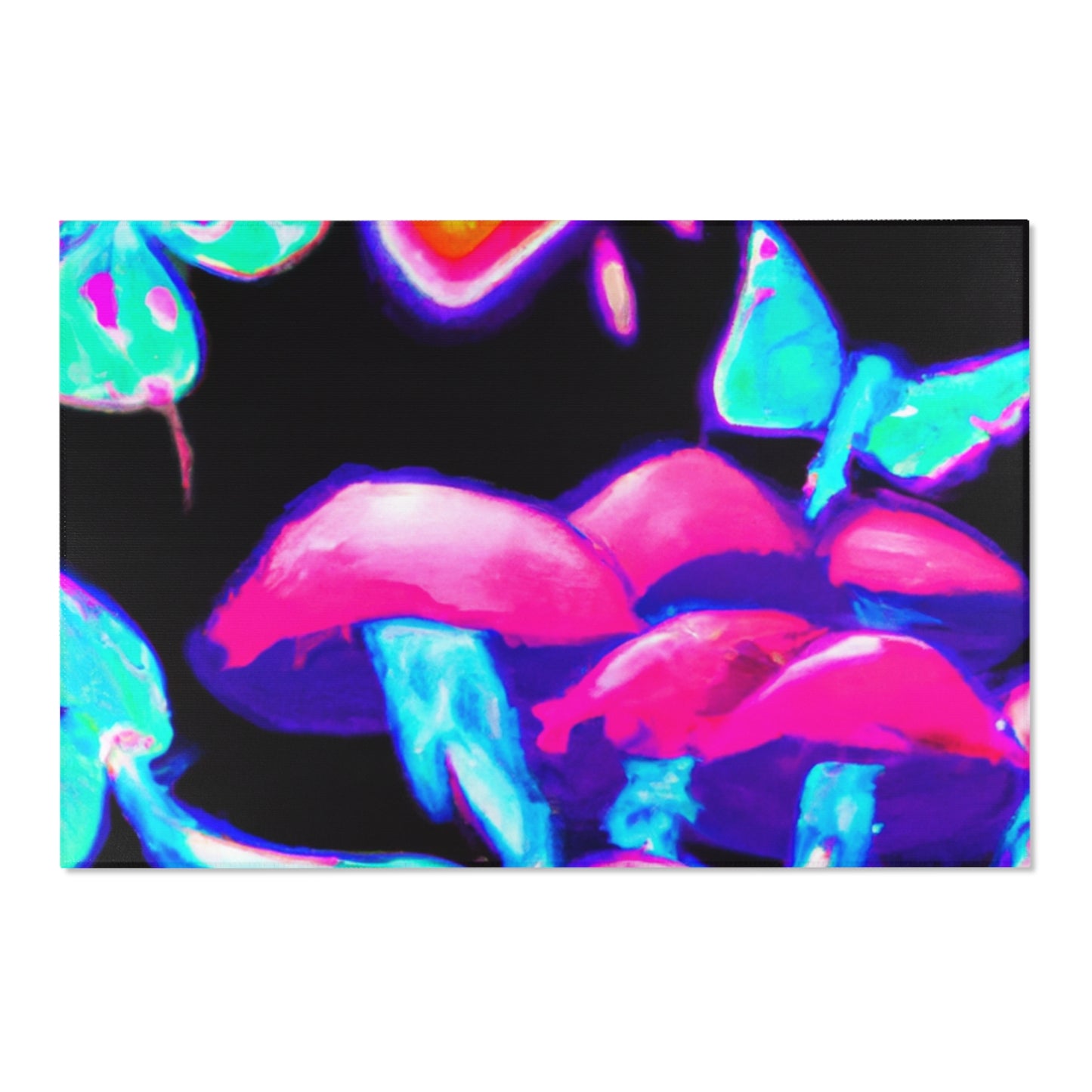 "Vibrant Neon Butterfly Fantasia" Butterflies & Mushrooms Area Rug
