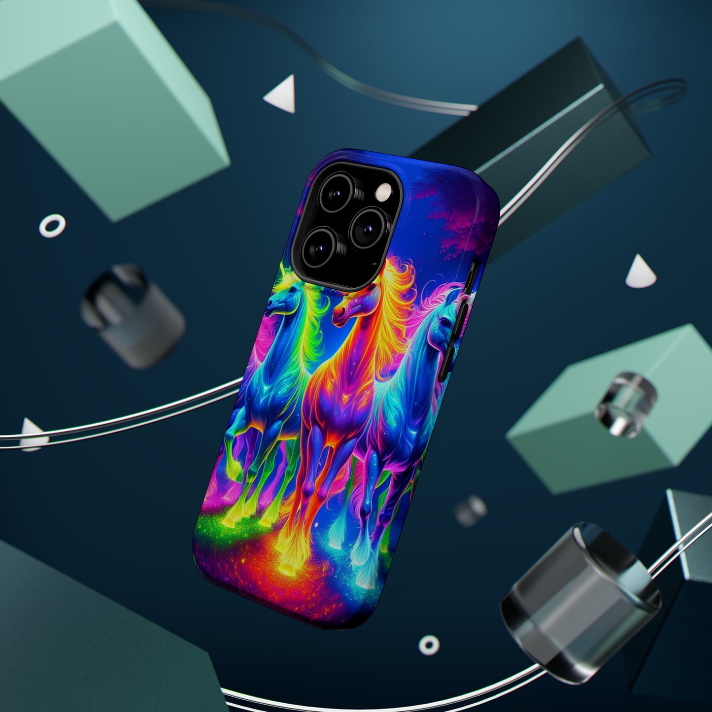 Neon Mystic Magicians Neon Unicorns Premium Art Magsafe Magnet Tough IPhone 13 14 15 Pro Plus Max and Mini in Matte and Glossy Phone cases