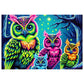Vibrant Neon Owls - Neon Owls Puzzle 30, 110, 252, and 1000 Pieces