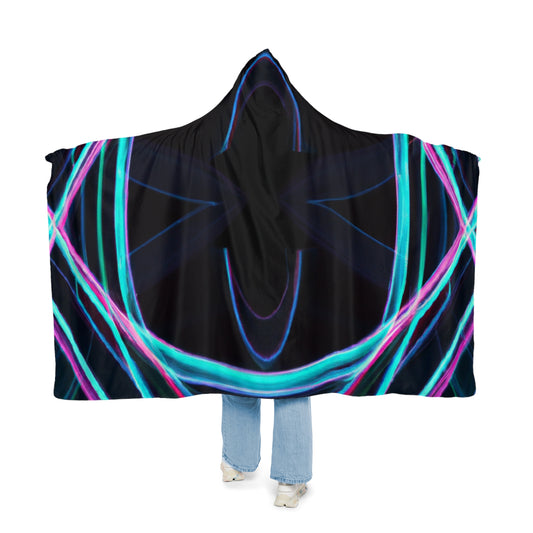 "Infinite Vibrancy" - NEON Infinity Patterns Art Hooded Snuggle Blanket
