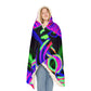 "Owlight." - NEON Owls Art Hooded Snuggle Blanket