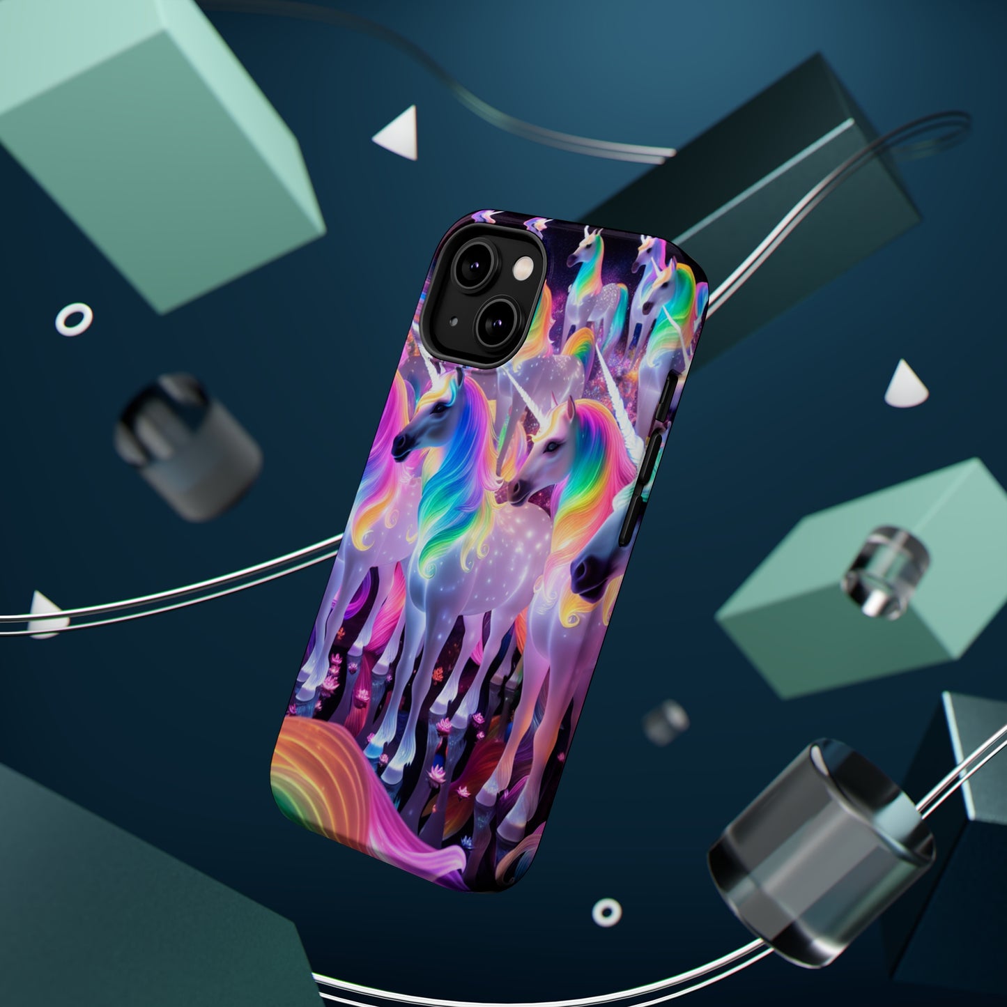Neon Wonderland Unicorns Neon Unicorns Premium Art Magsafe Magnet Tough IPhone 13 14 15 Pro Plus Max and Mini in Matte and Glossy Phone cases