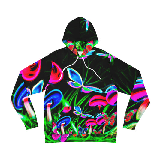 "Neon Chromelight" - Butterflies & Mushrooms AOP Hoodie
