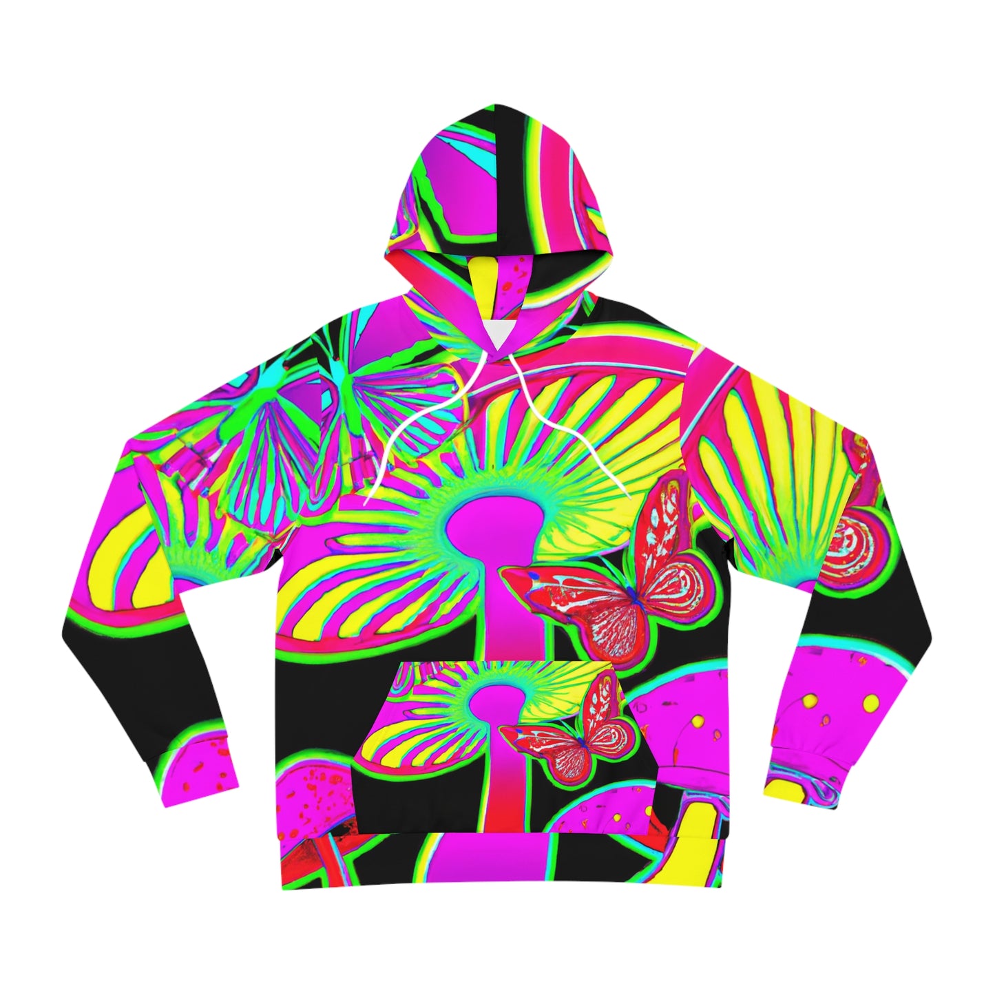 Neon Cocktail Blast - Butterflies & Mushrooms AOP Hoodie