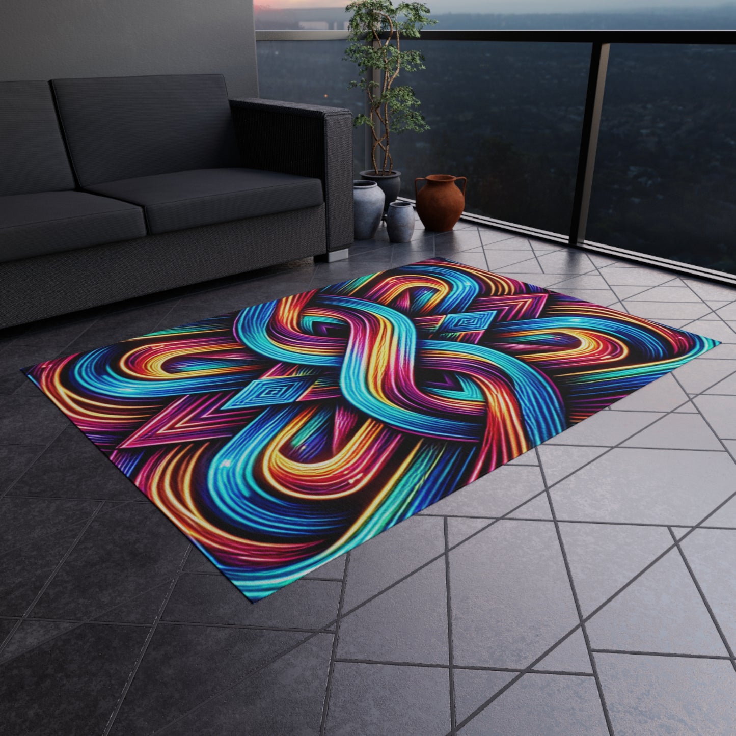 Interstellar Chromatopia. Infinity Patterns Outdoor Rug