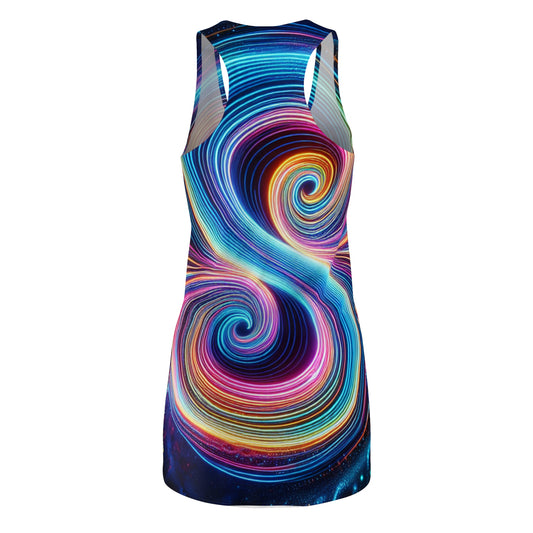 TDB Flowing Fluorescent Fantasia. Trippy Infinity Patterns Racerback Dress