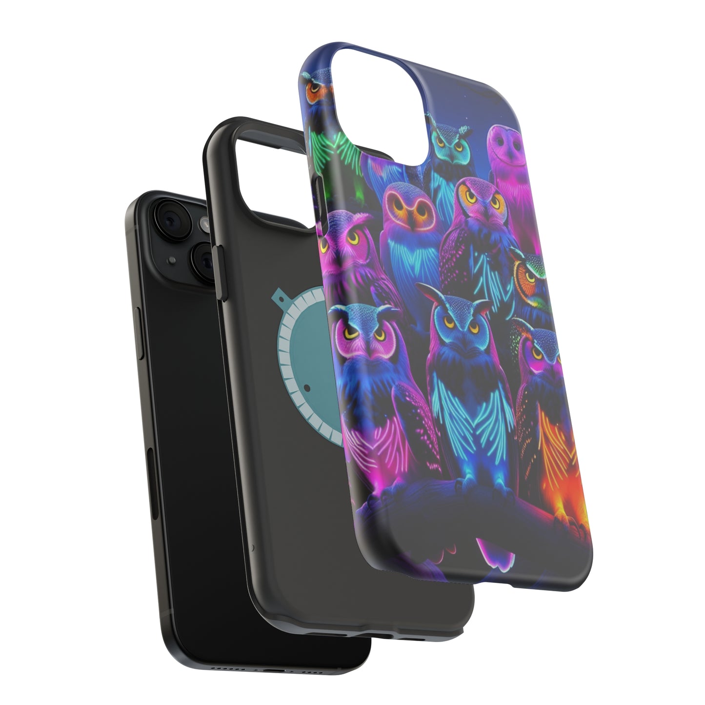 Neon Nocturne Owls. Neon Owls Premium Art Magsafe Magnet Tough IPhone 13 14 15 Pro Plus Max and Mini in Matte and Glossy Phone cases