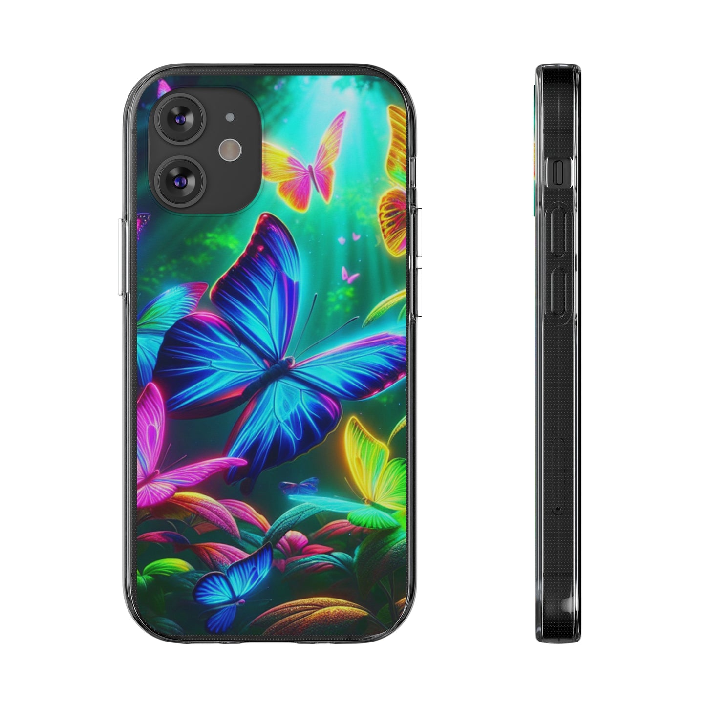 "Vivid Neon Flyaways" NEON Butterflies Art Polycarbonate Phone Case Samsung Galaxy s21 s22 Google Pixel 6 Iphone 11 12 13 14 Pro Max Mini Plus