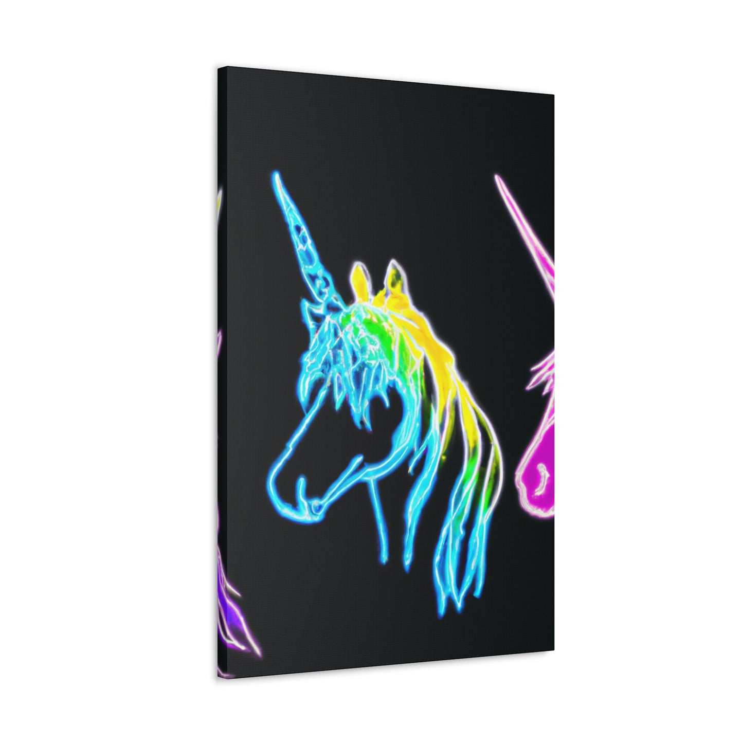"The Glowing Rainbow Herd" NEON Unicorns Art Canvas
