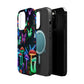 "Neon Burst Wonderland". Neon Butterflies and Mushrooms Premium Art Magsafe Magnet Tough IPhone 13 14 15 Pro Plus Max and Mini in Matte and Glossy Phone cases