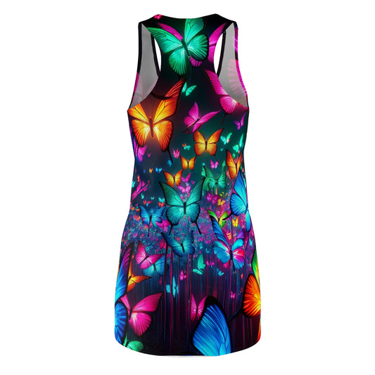Neon Flutterwork Neon Butterflies  Racerback Dress