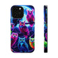 "Neon Splash of Owls" Neon Owls Premium Art Magsafe Magnet Tough IPhone 13 14 15 Pro Plus Max and Mini in Matte and Glossy Phone cases
