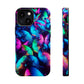 "Neon Flutterglow" Neon Butterflies Premium Art Magsafe Magnet Tough IPhone 13 14 15 Pro Plus Max and Mini in Matte and Glossy Phone cases
