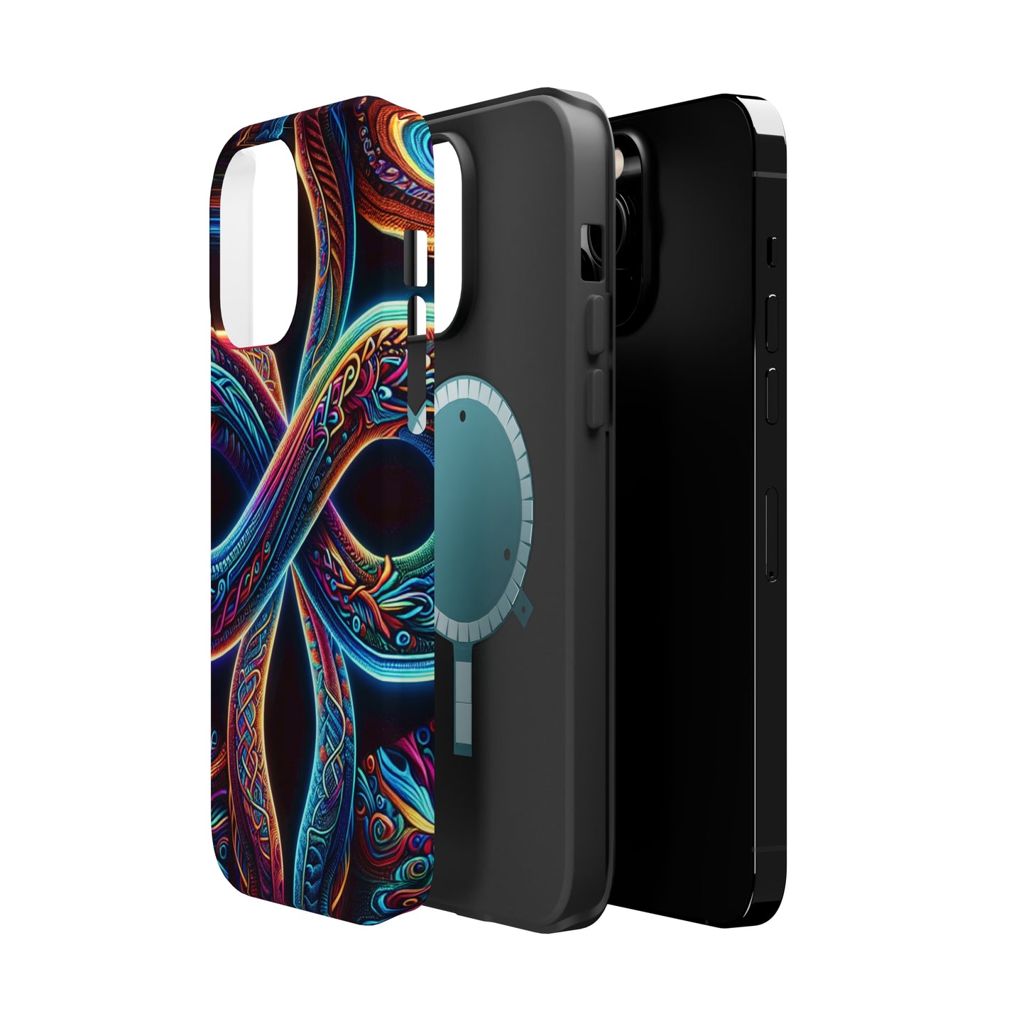 Vibrant Infinity Nocturne Neon Trippy Infinity Patterns Premium Art Magsafe Magnet Tough IPhone 13 14 15 Pro Plus Max and Mini in Matte and Glossy Phone cases