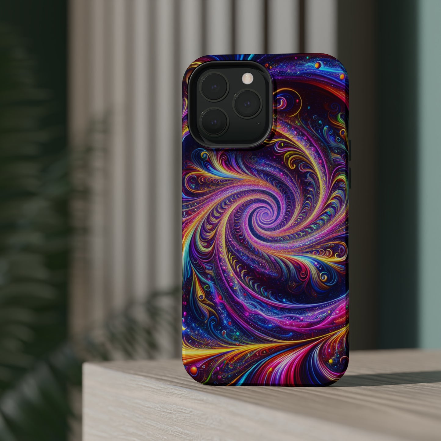 Vivid Psychedelic Cosmic Euphoria. Neon Trippy Infinity Patterns Premium Art Magsafe Magnet Tough IPhone 13 14 15 Pro Plus Max and Mini in Matte and Glossy Phone cases