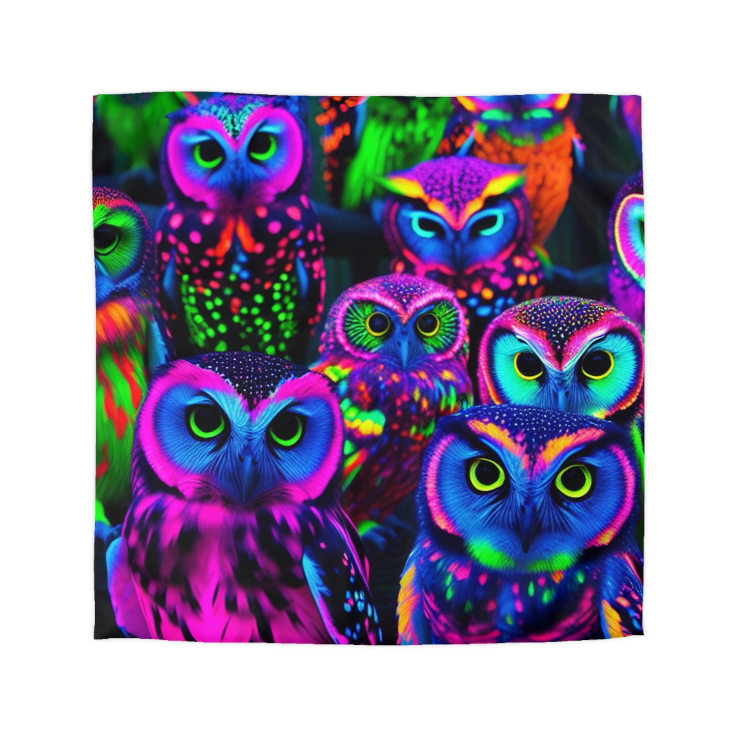 Antonio de Barcelos - NEON Owls Microfiber Duvet Cover