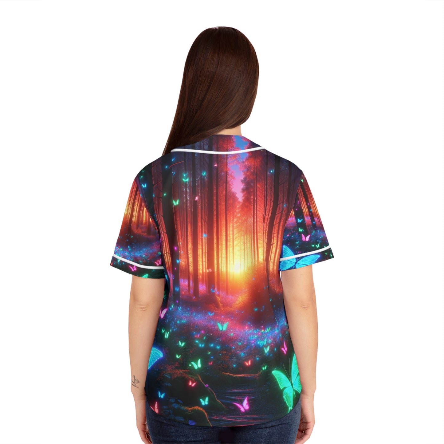 "Neon Flutterby Flurry" Neon Butterflies Womans Jersey