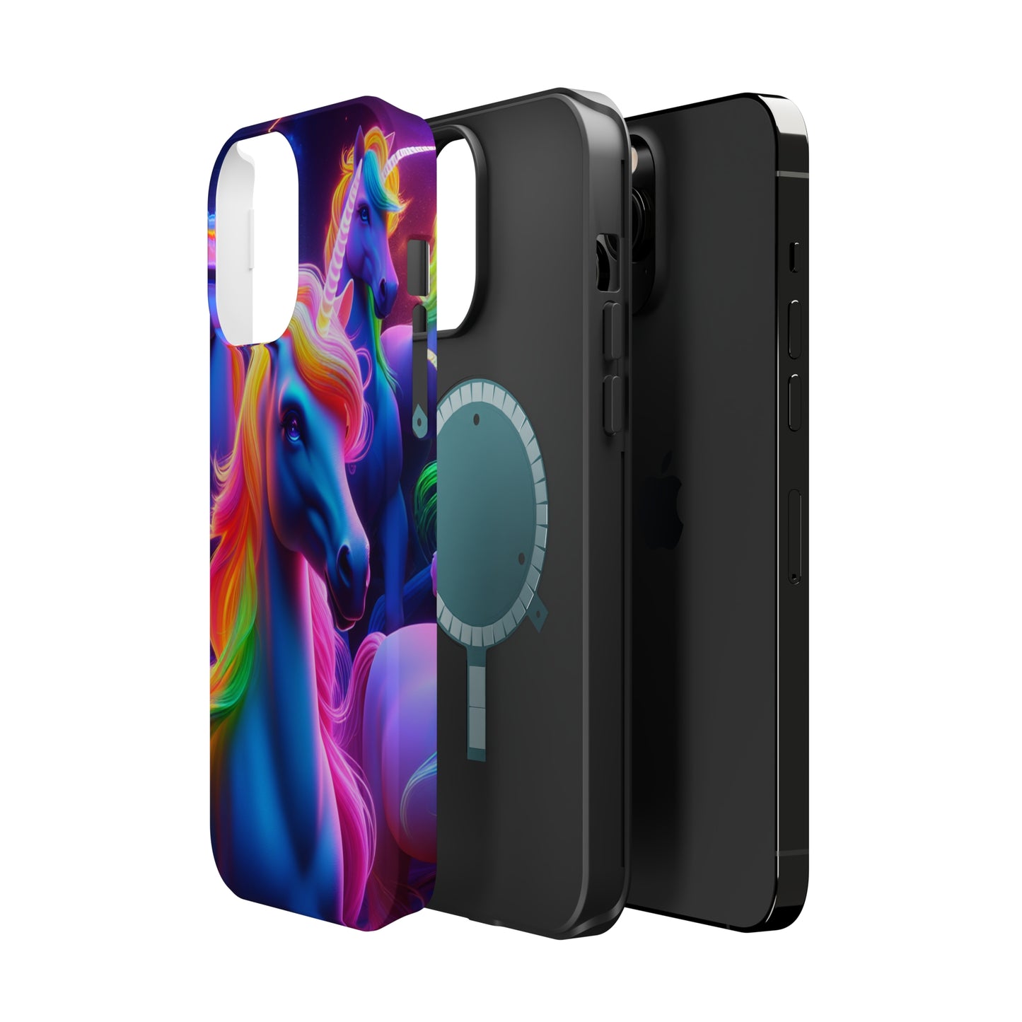 Neon Nighthorn Pride Neon Unicorns Premium Art Magsafe Magnet Tough IPhone 13 14 15 Pro Plus Max and Mini in Matte and Glossy Phone cases