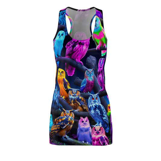 "Festival of Neon's Feathered Wonders" Neon Owls Racerback Dress
