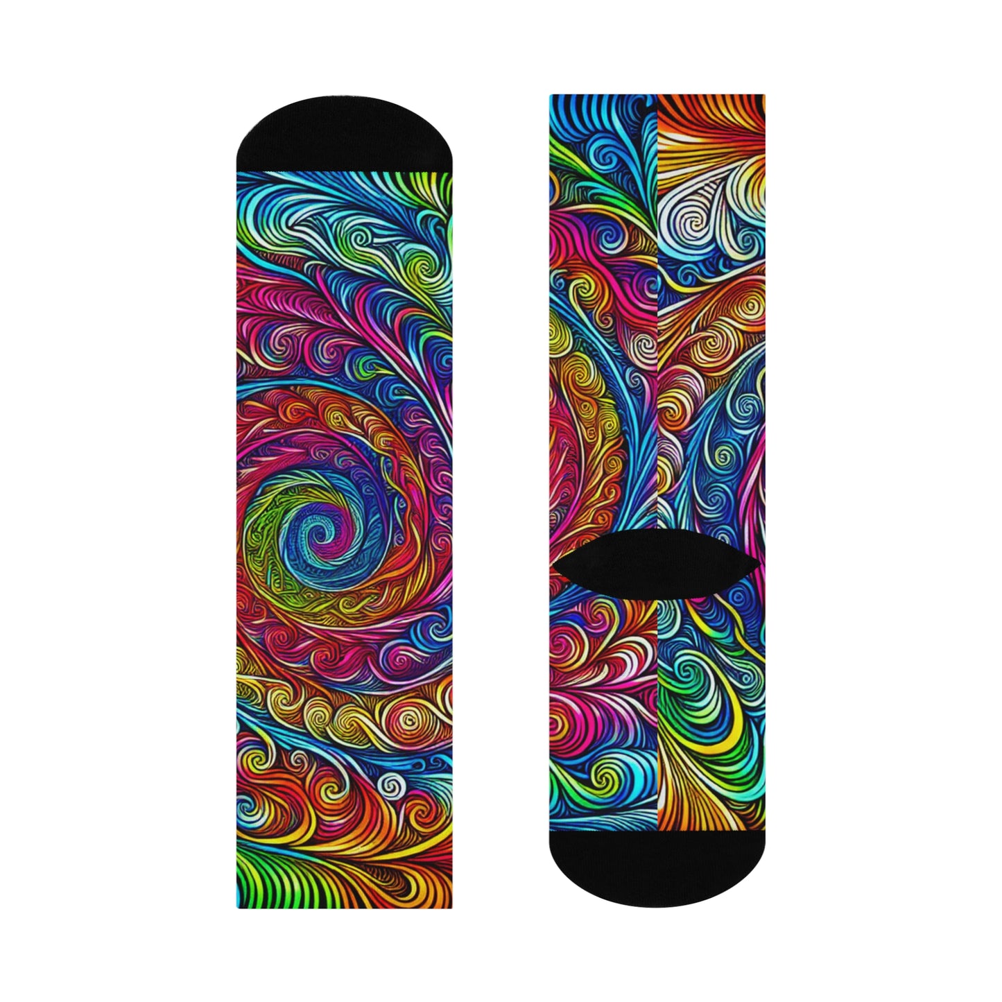 Neon Infinity Vortex. Trippy Cushioned Crew Socks