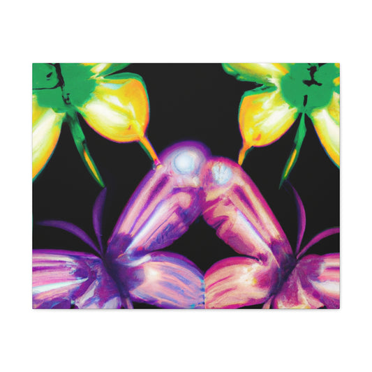 'Neon Flutter Skies' Neon Butterflies  Art Canvas
