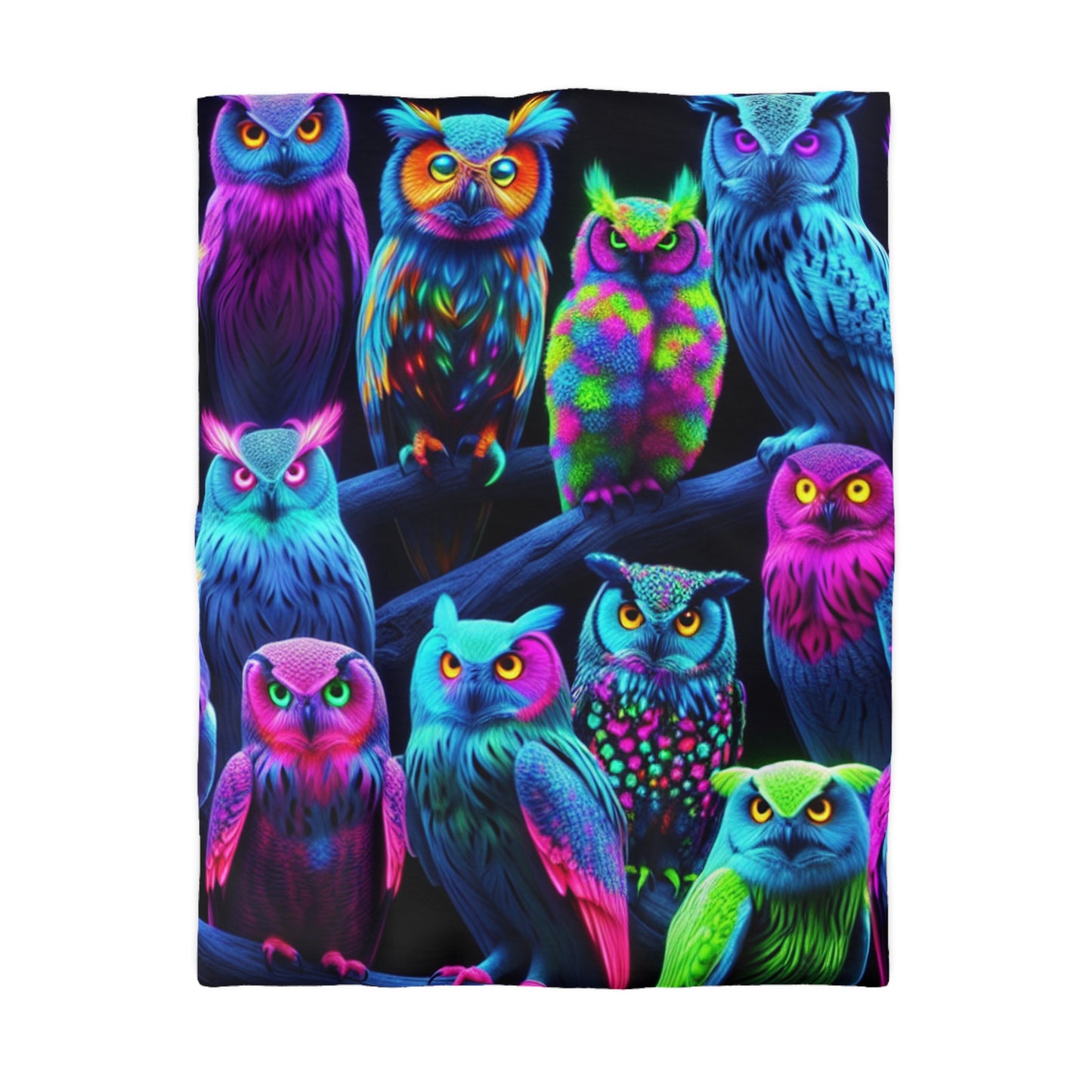 Giovanni Veronese - NEON Owls Microfiber Duvet Cover