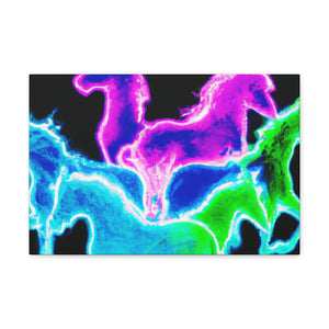 Neon Rainbow Unicorns NEON Unicorns Art Canvas