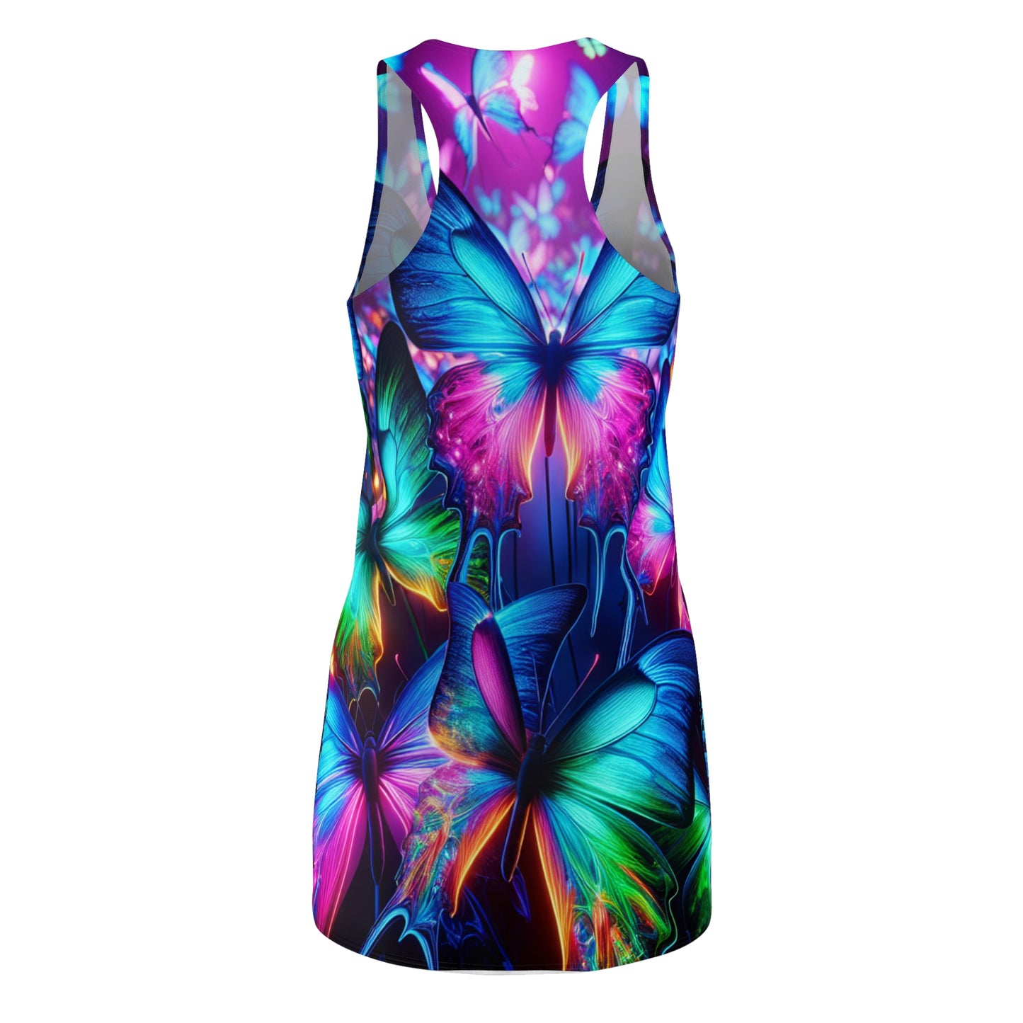 "Illuminated Nectar" Neon Butterflies  Racerback Dress