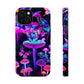 "Neon Gloomsprite Dance" Neon Butterflies and Mushrooms Premium Art Magsafe Magnet Tough IPhone 13 14 15 Pro Plus Max and Mini in Matte and Glossy Phone cases