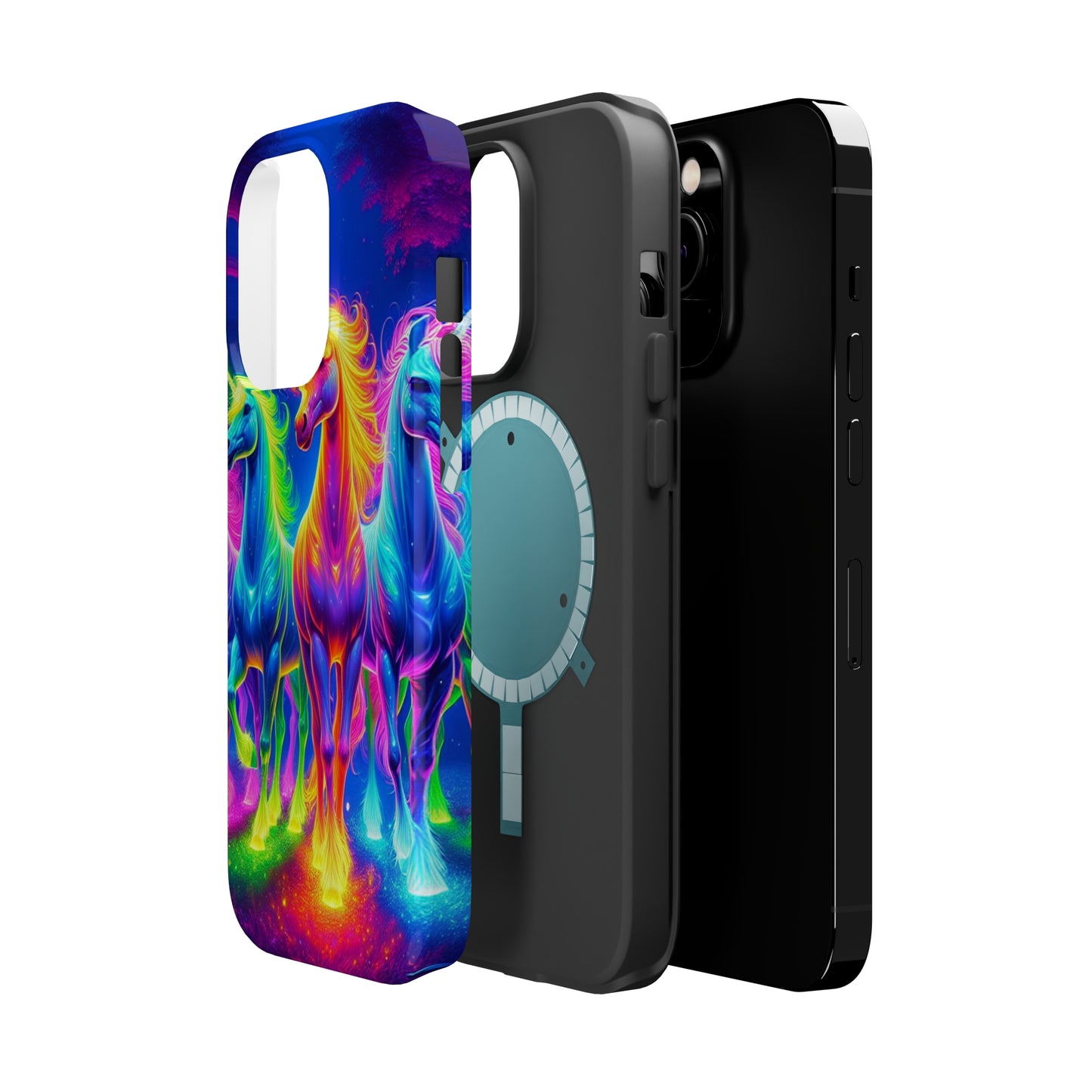 Neon Mystic Magicians Neon Unicorns Premium Art Magsafe Magnet Tough IPhone 13 14 15 Pro Plus Max and Mini in Matte and Glossy Phone cases