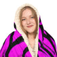 Electric Nocturne. - NEON Owls Art Hooded Snuggle Blanket