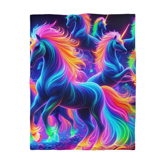 Mariano Filoteo - NEON Unicorns Microfiber Duvet Cover