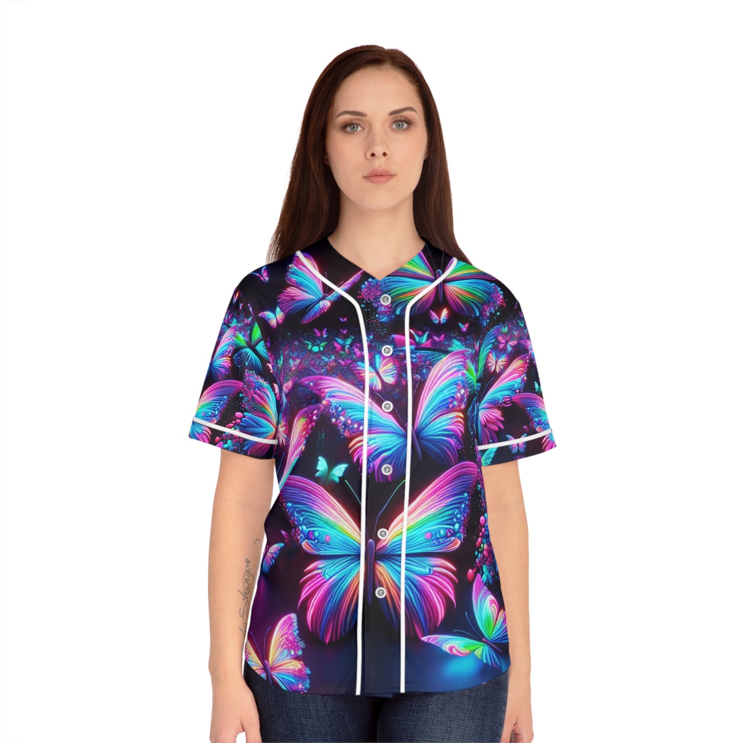 Neon Dreamscape Butterflies Neon Butterflies Womans Jersey
