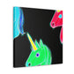 "Neon Rainbow Unicorn Cluster" NEON Unicorns Art Canvas