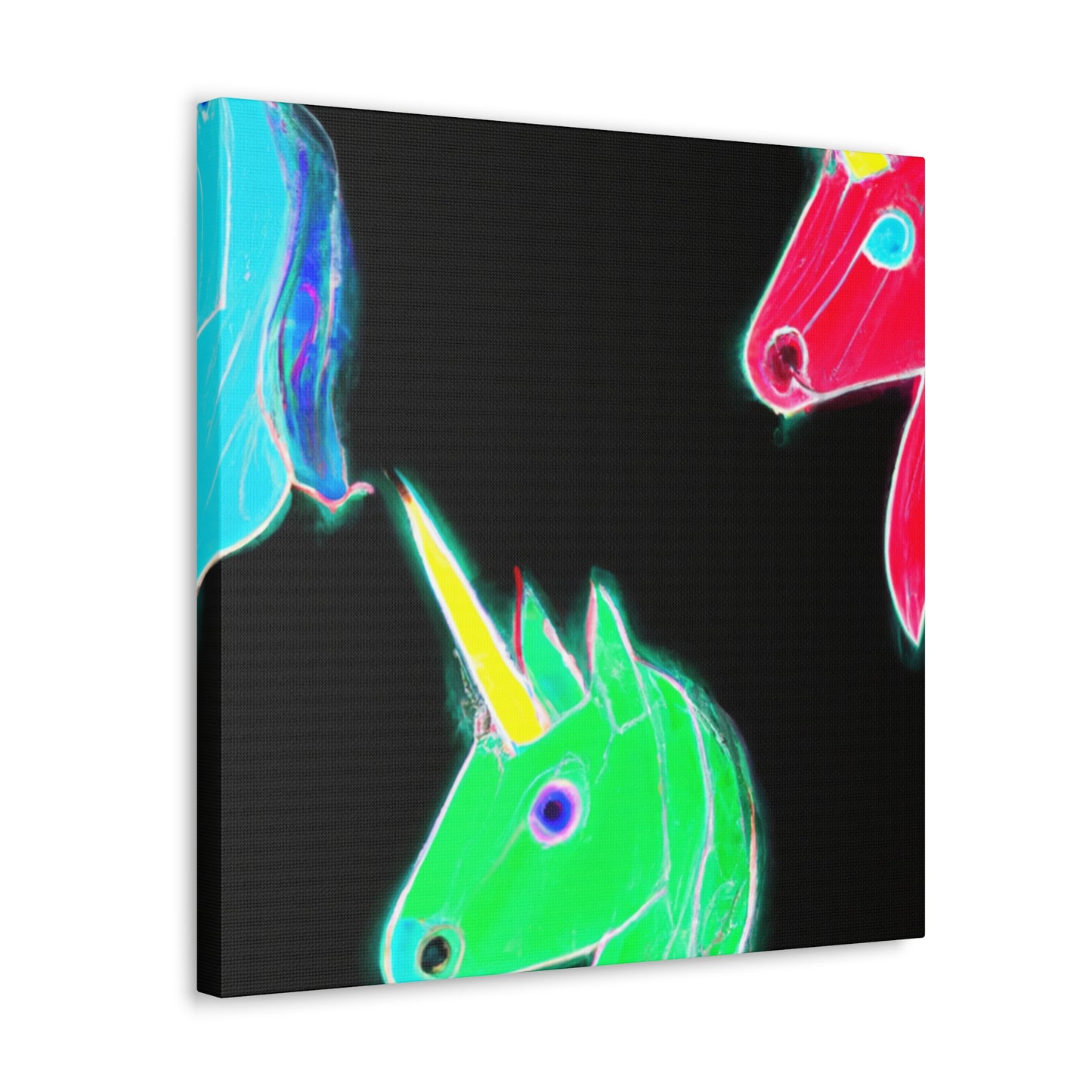 "Neon Rainbow Unicorn Cluster" NEON Unicorns Art Canvas