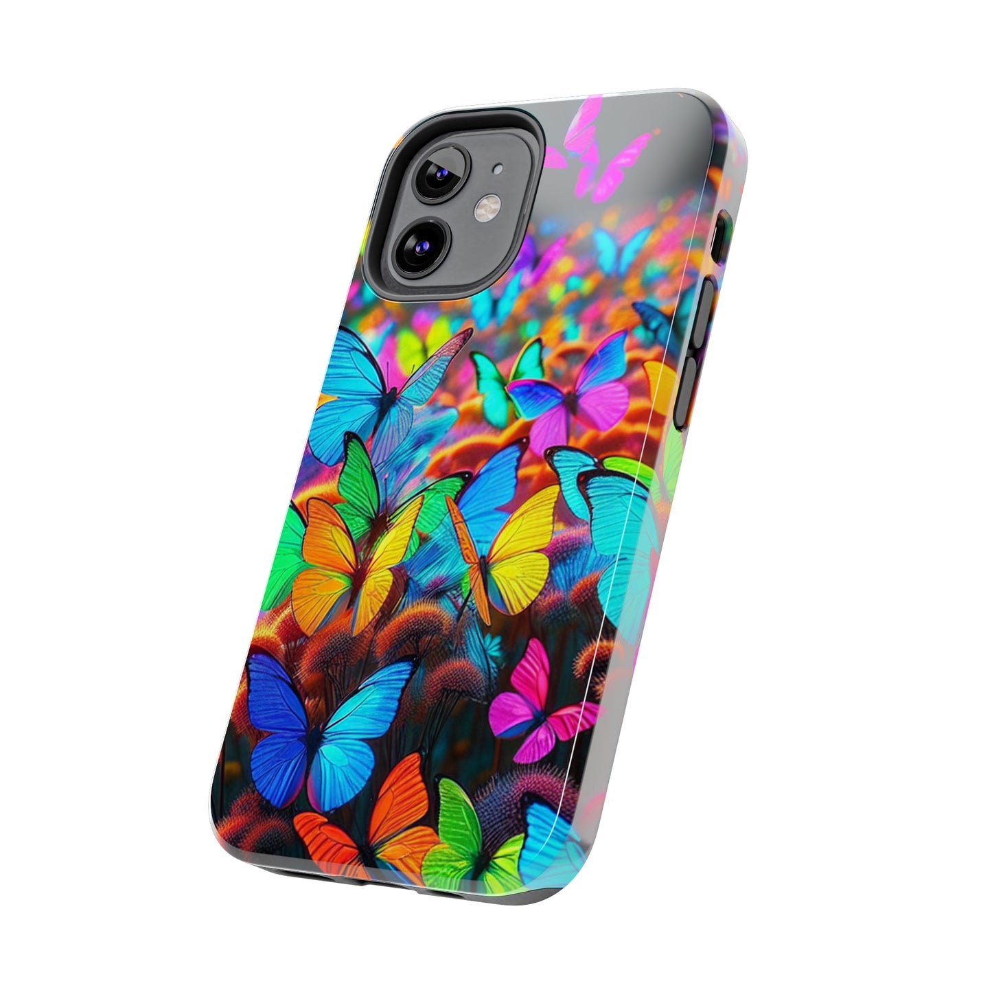 "Neon Butterfly Mural" NEON Butterflies Tough Phone Case Iphone 6 7 8 9 10 11 12 13 14 SE X XR XS Pro Max Mini Plus