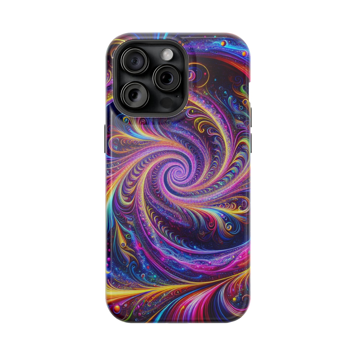 Vivid Psychedelic Cosmic Euphoria. Neon Trippy Infinity Patterns Premium Art Magsafe Magnet Tough IPhone 13 14 15 Pro Plus Max and Mini in Matte and Glossy Phone cases
